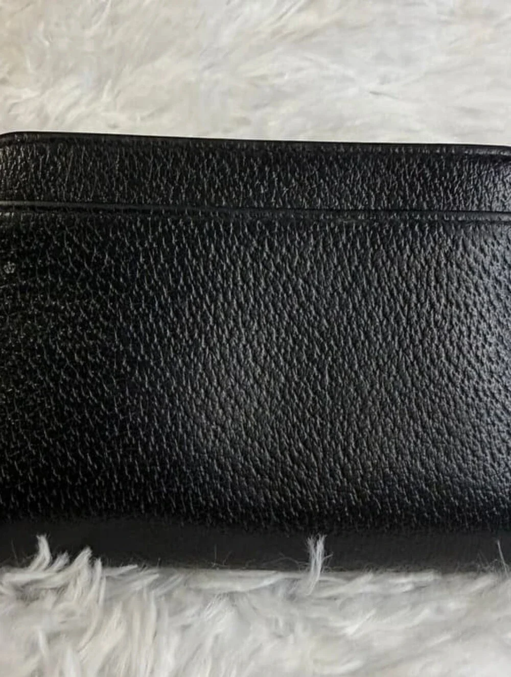 kate spade black leather small zip & snap wallet with gold logo